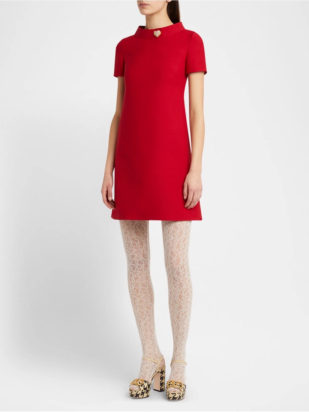 Valentino Garavani Crepe Couture Crystal Heart Mini Dress